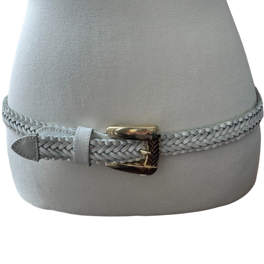 CHIC Vintage 90's White Braded Leather Belt Gold Buckle Womens Medium